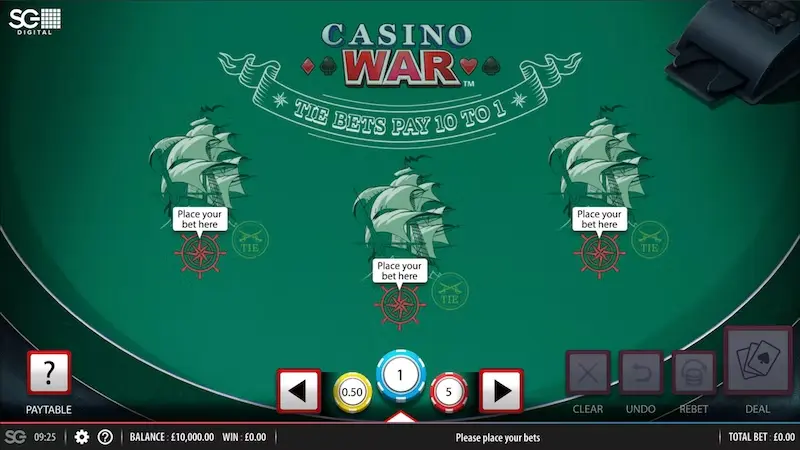 Mesa de Casino War - Fiebre de Casino