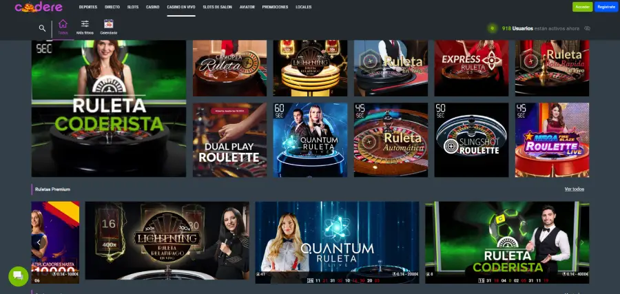 Codere tiene mesas de casino en vivo en español.