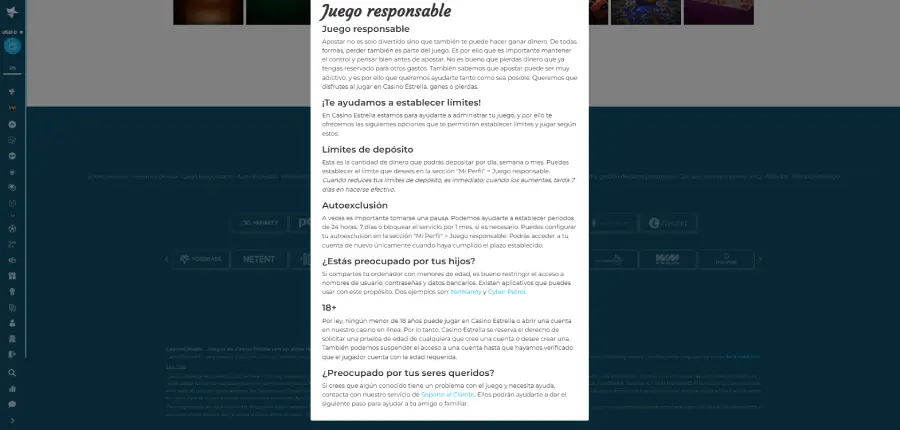 Política de Juego Responsable de Casino Estrella.