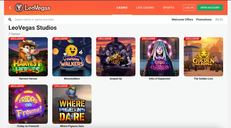 LeoVegas Studios, los juegos exclusivos desarrollados por el propio casino.
