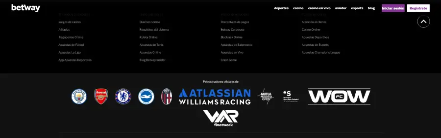 Principales patrocinios oficiales de Betway Casino.