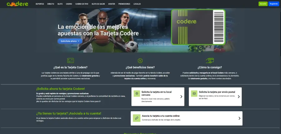 Con la Tarjeta Codere las transacciones son más rápidas y seguras.