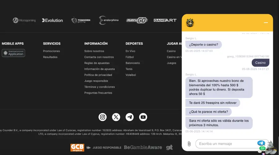 El casino online BetOBet te ofrece su bono de bienvenida pocos segundos después de abrir tu cuenta.