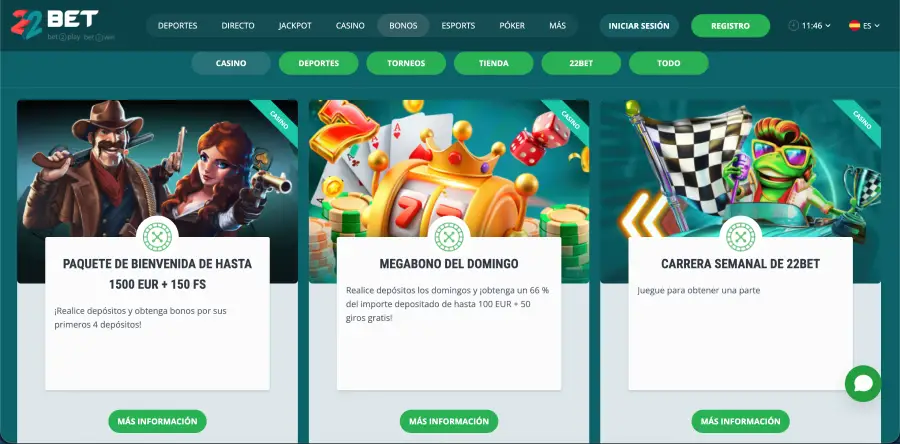 El casino 22Bet tiene una oferta de bonos un poco limitada. 