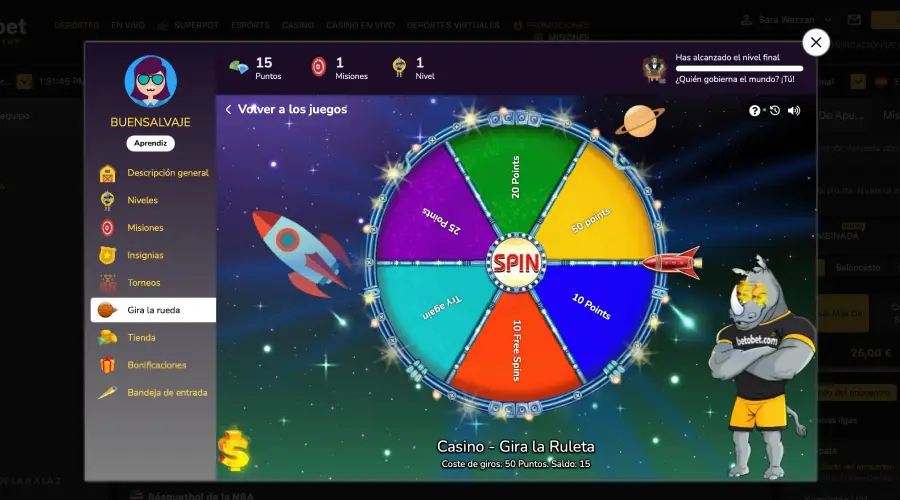 La Ruleta en las Misiones de BetOBet Casino.