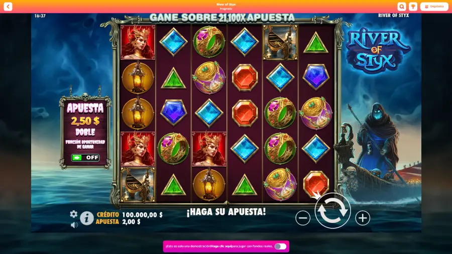 Captura de pantalla del juego River of Styx en el casino de 7Signs