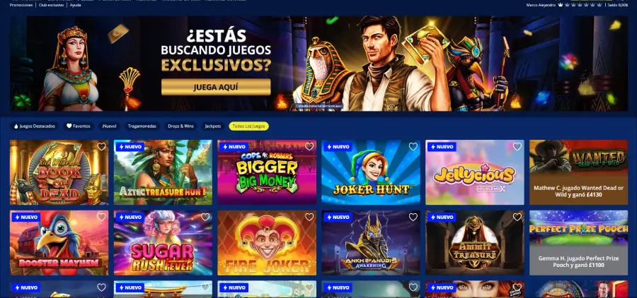 La sección de juegos de Apuesta Rey no cuenta con buenos filtros para encontrar tipos de juegos específicos.