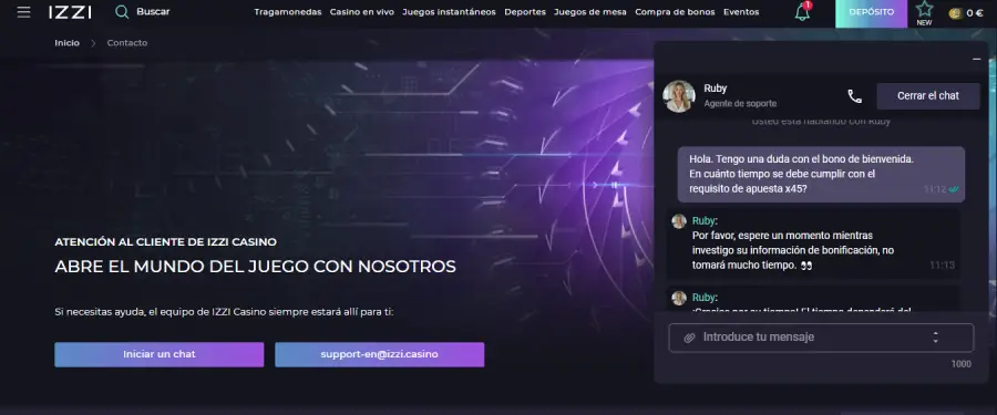 IZZI tiene chat en vivo y atención por correo electrónico. 