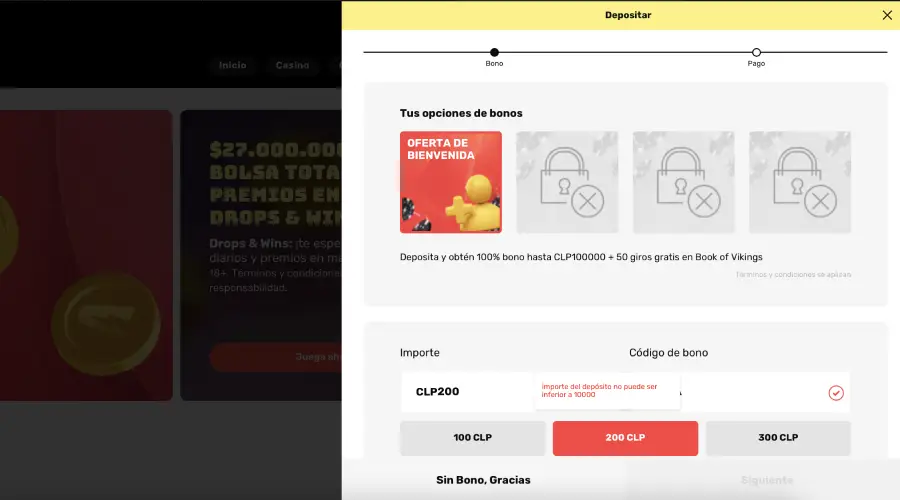 El bono de bienvenida de Ultra Casino lo puedes reclamar al hacer tu primer depósito.