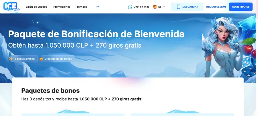 Ice Casino ofrece un bono de bienvenida para casino.