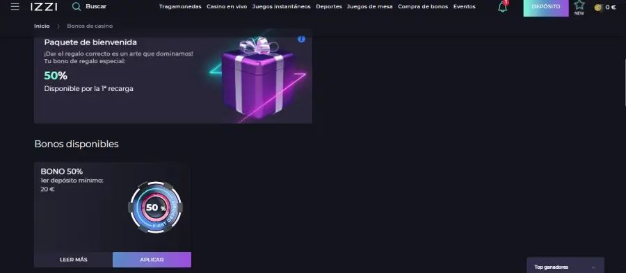 El bono de bienvenida de IZZI es pequeño y exigente.