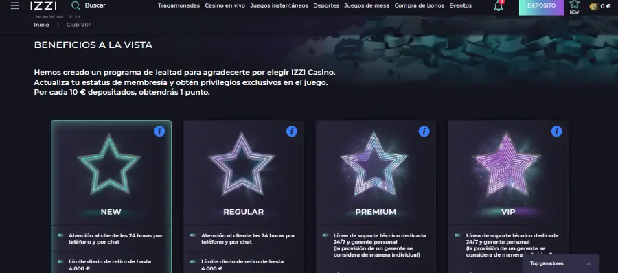 El club VIP de IZZI consta de 4 niveles.