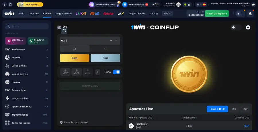 CoinFlip es un juego demo.