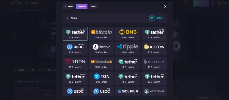 IZZI es un criptocasino con transacciones inmediatas.