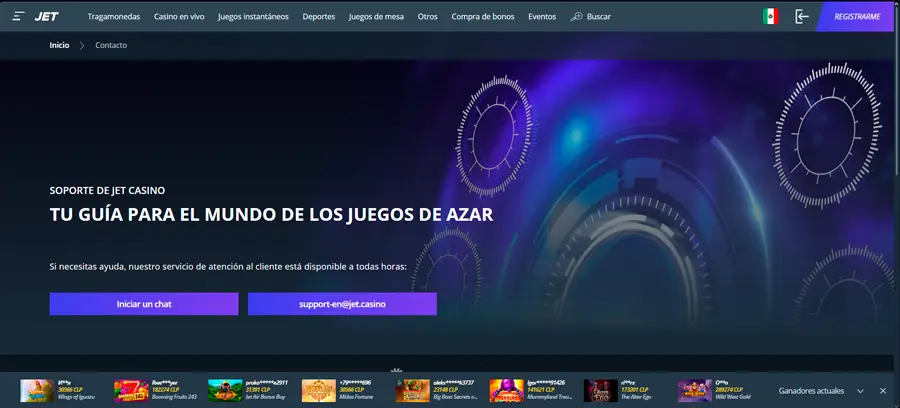 El equipo de soporte de Jet Casino y el área de preguntas frecuentes es bastante completa para resolver cualquier solicitud o pregunta de los usuarios