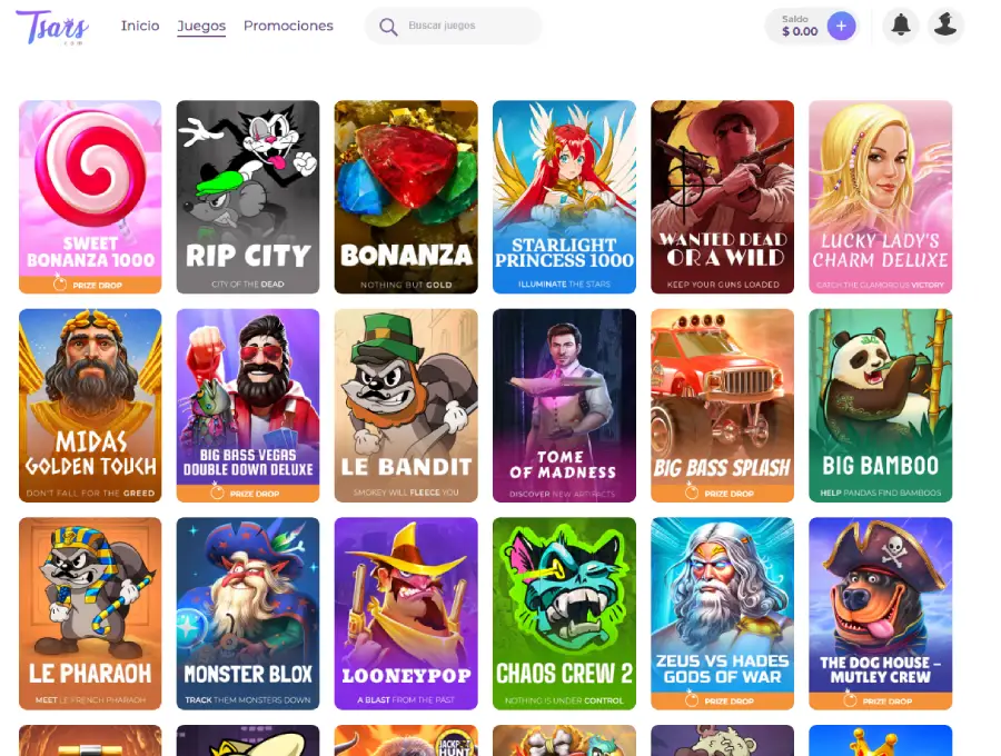 Tragamonedas principales en el catálogo de Tsars.