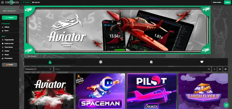 Juegos turbo disponibles en Sirwin.