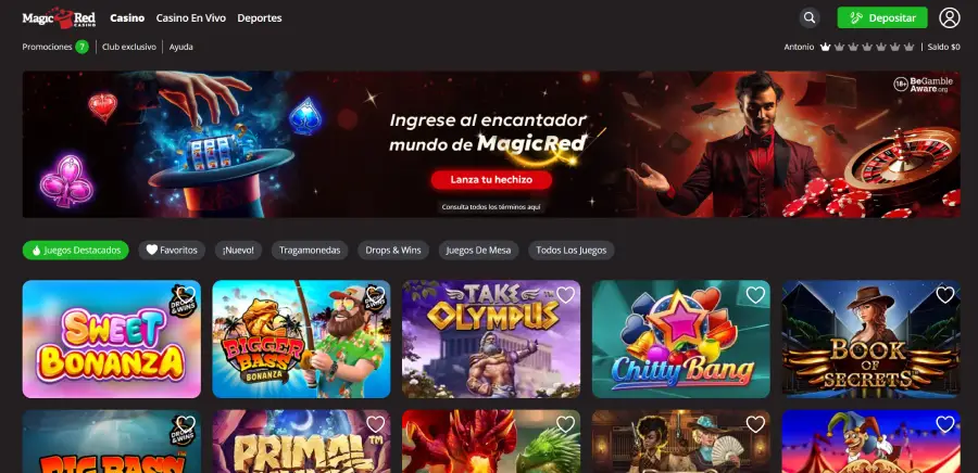 Página principal de Magicred, donde podemos apreciar el diseño del sitio en computadores.