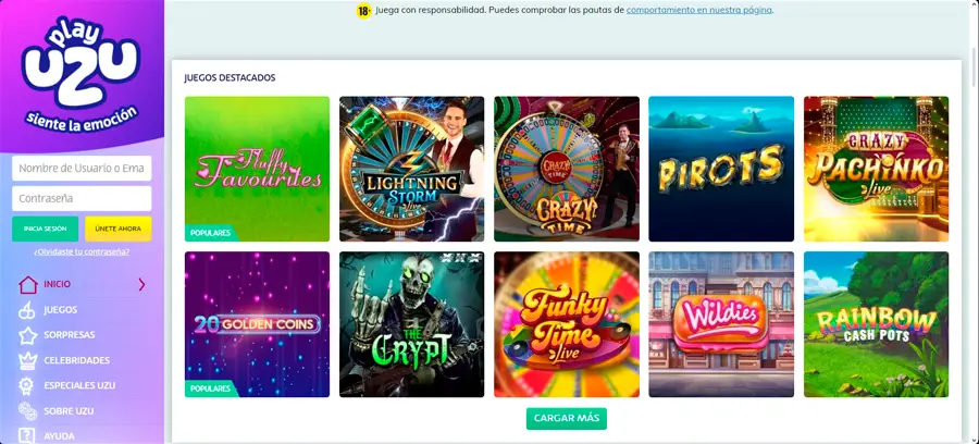 PlayUZU es una plataforma moderna y de carga rápida, lo que facilita su navegación desde cualquier dispositivo