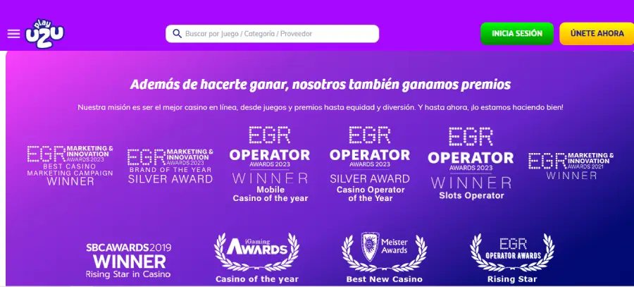 PlayUZU es un casino con varias premiaciones de alta calidad.