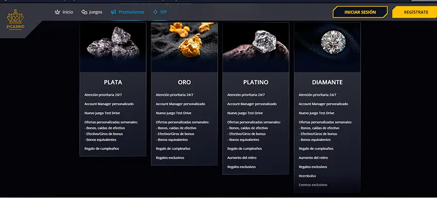 El programa VIP de 21 Casino añade un valor significativo a la experiencia general en la plataforma