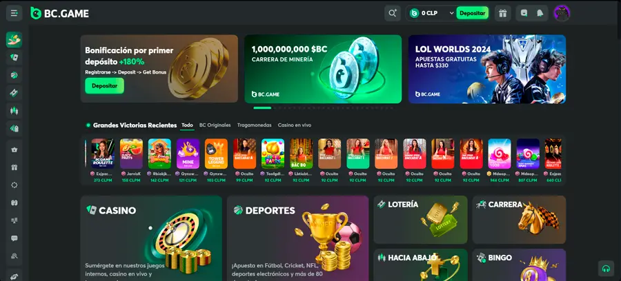 BC.Game Casino tiene una interfaz moderna que permite tener una experiencia de juego fluida y sin interrupciones