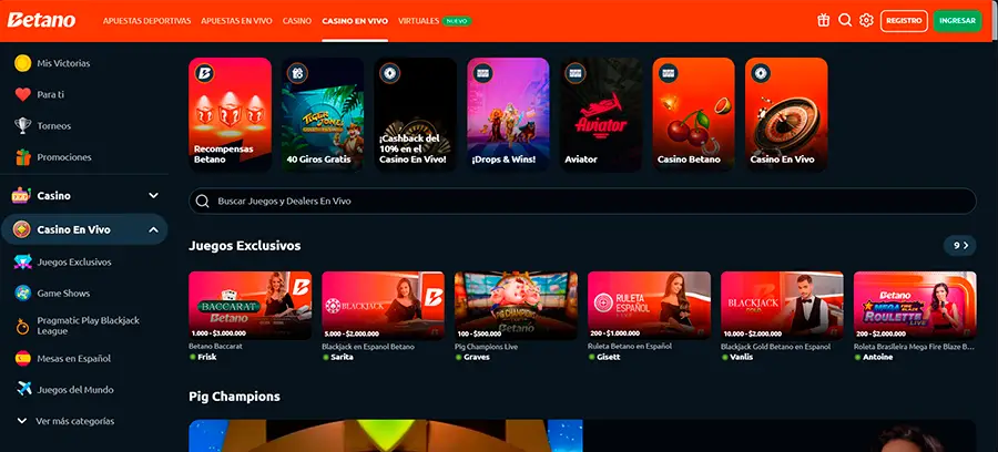 Diverso casino en vivo de Betano con opciones para todos los gustos