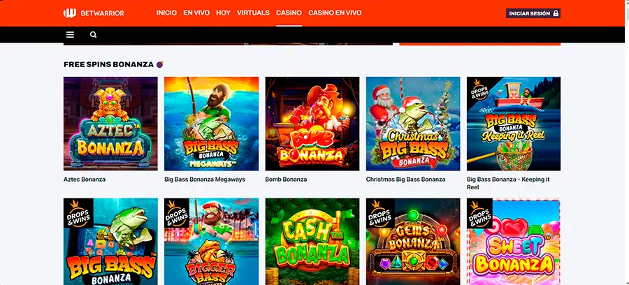 BetWarrior Casino cuenta con una extensa colección de juegos que incluye tragamonedas y casino en vivo con crupieres de primera categoría
