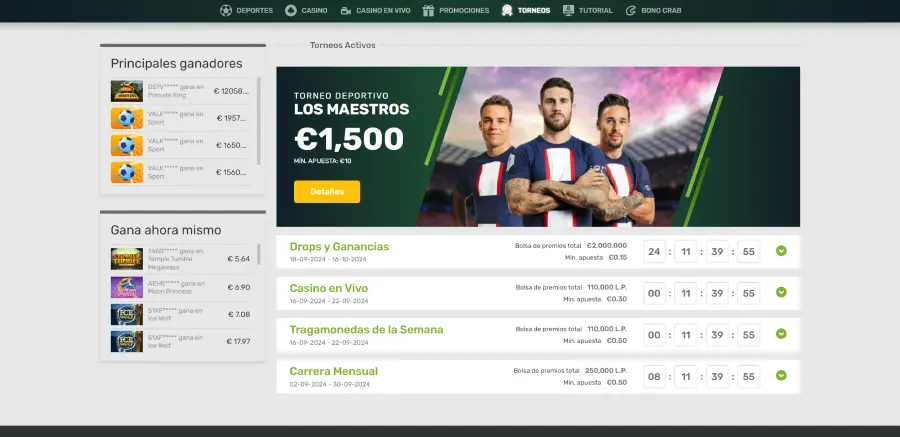 Los torneos de Campobet dan un toque de competitivdad a la oferta general del casino.