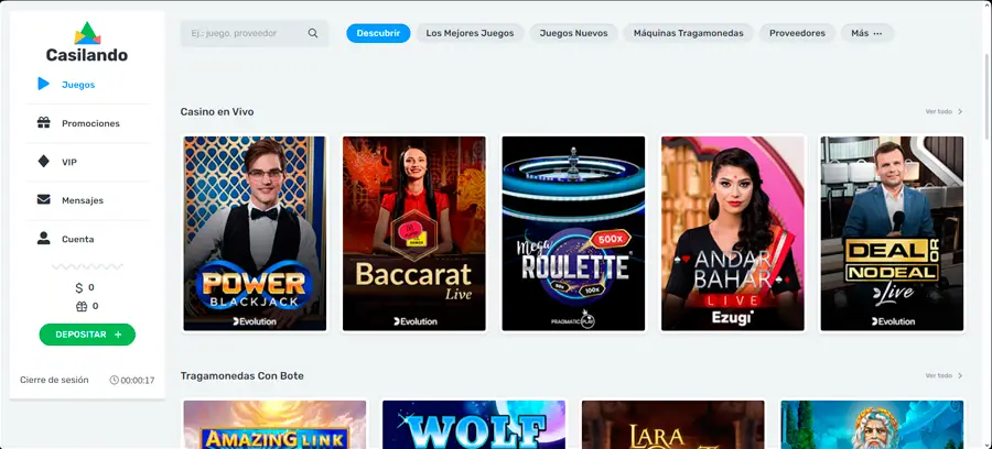 En esta reseña actualizada de Casilando Casino, detallaré para ti mi experiencia con esta plataforma: desde el proceso de registro hasta las particularidades sobre sus juegos de casino y casino en vivo disponibles. Casilando, aunque no es uno de los nombres más reconocidos en la industria, ofrece una experiencia de juego interesante que merece ser explorada. Sigue leyendo para descubrir por qué este casino podría ser tu próxima parada para jugar en línea.