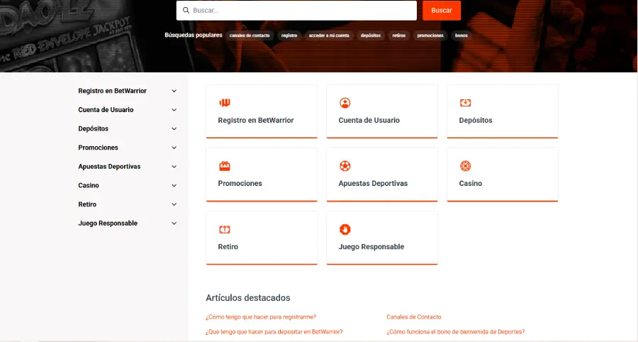 La atención al cliente de BetWarrior está bien organizada, pero tiene algunos fallos.