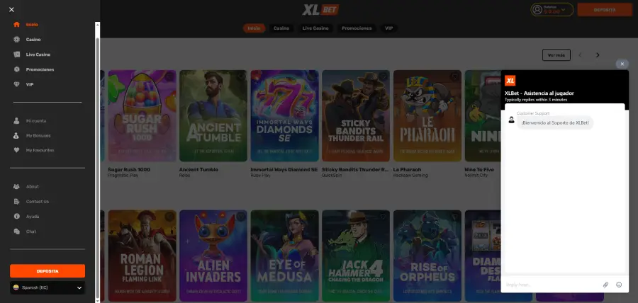 XLBet tiene un chat con atención en español.