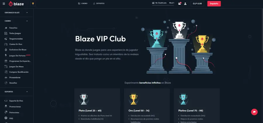 En el club VIP de Blaze puedes obtener free spins, premios en efectivo y retiros prioritarios.