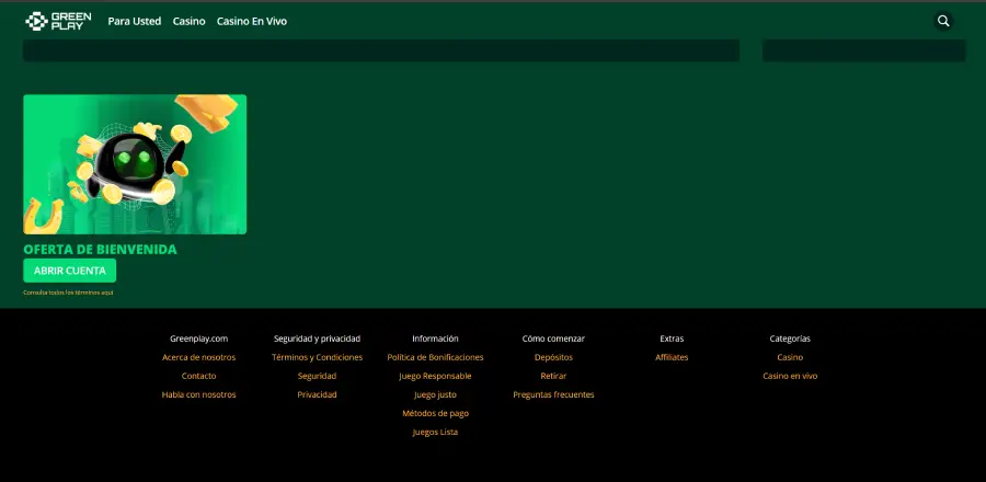 La sección de bonos de Greenplay Casino solo ofrece una promoción, como podemos ver en la imagen.