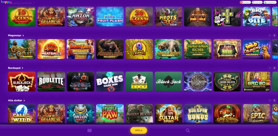 Happy Casino tiene juegos de varios proveedores reconocidos. Aquí, puedes ver algunos de sus títulos más populares.