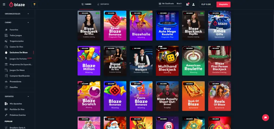 Los juegos exclusivos de Blaze ofrecen un RTP mayor al promedio.