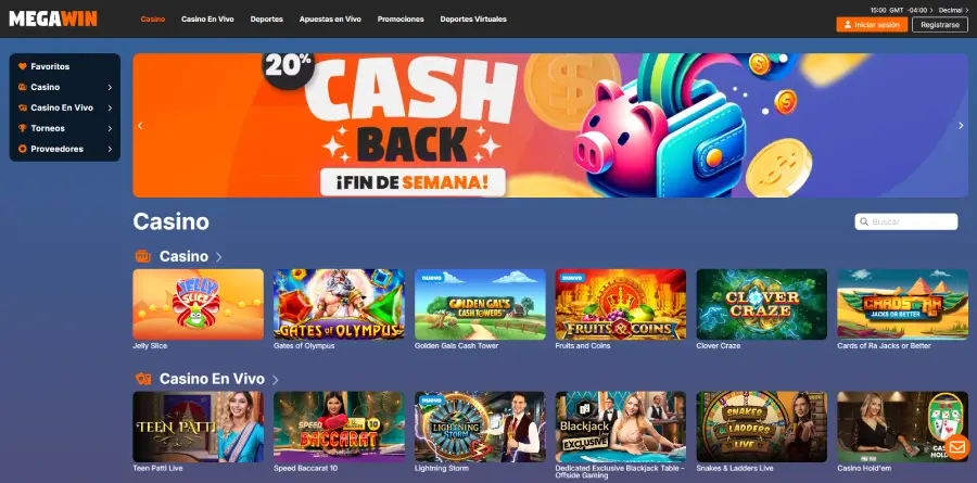 La plataforma del casino tiene un diseño minimalista y fácil de navegar.