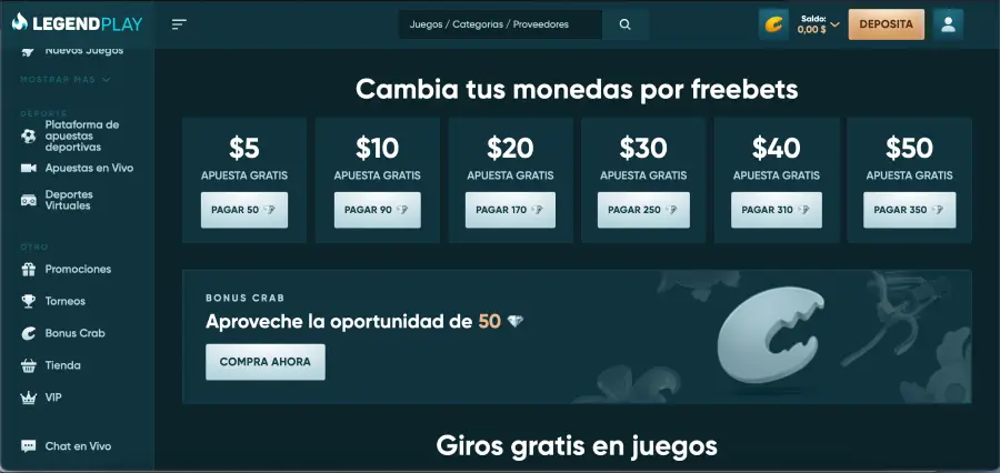 Cambia tus monedas por otras recompensas en LegendPlay.