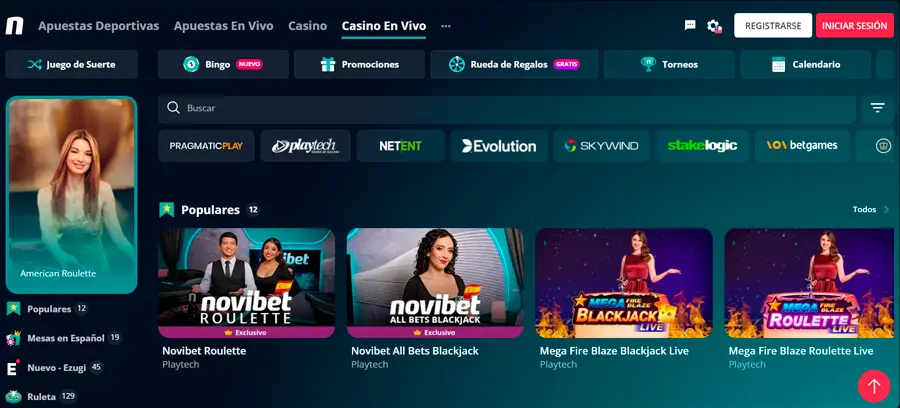 Novibet ofrece una excelente experiencia, especialmente en el blackjack online y la ruleta en vivo, comparables a la de un casino físico.