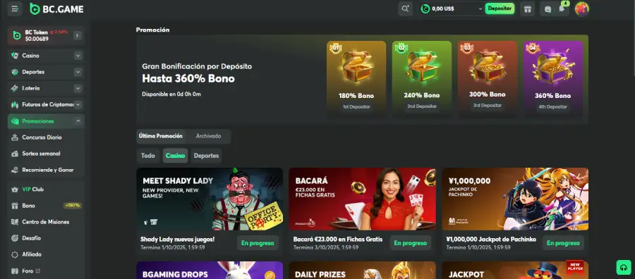 Promociones y ofertas actuales de BC.Game.