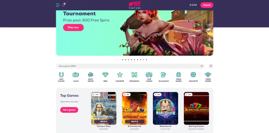 Wild Fortune tiene una página web diseñada con el juego móvil como bandera.