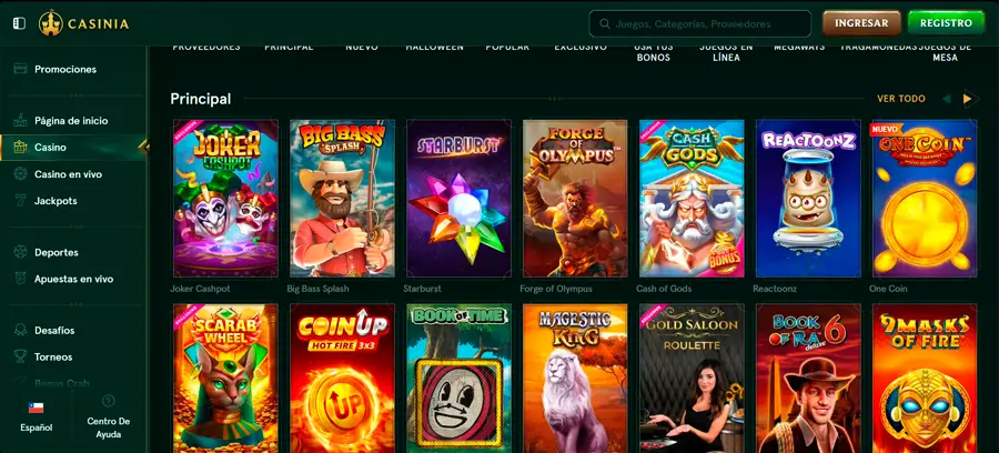 La interfaz de Casinia Casino es intuitiva y está bien diseñada