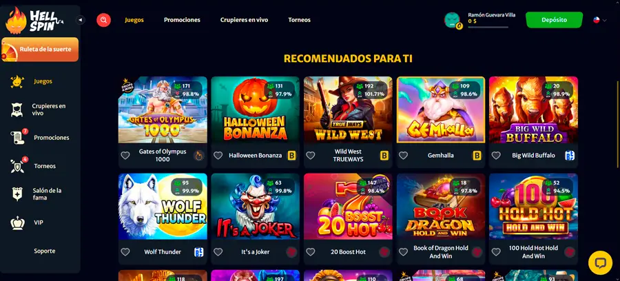 En Hell Spin Casino encontré más de 3,000 títulos disponibles