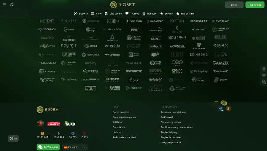 Desarrolladores de software de juegos asociados a Riobet