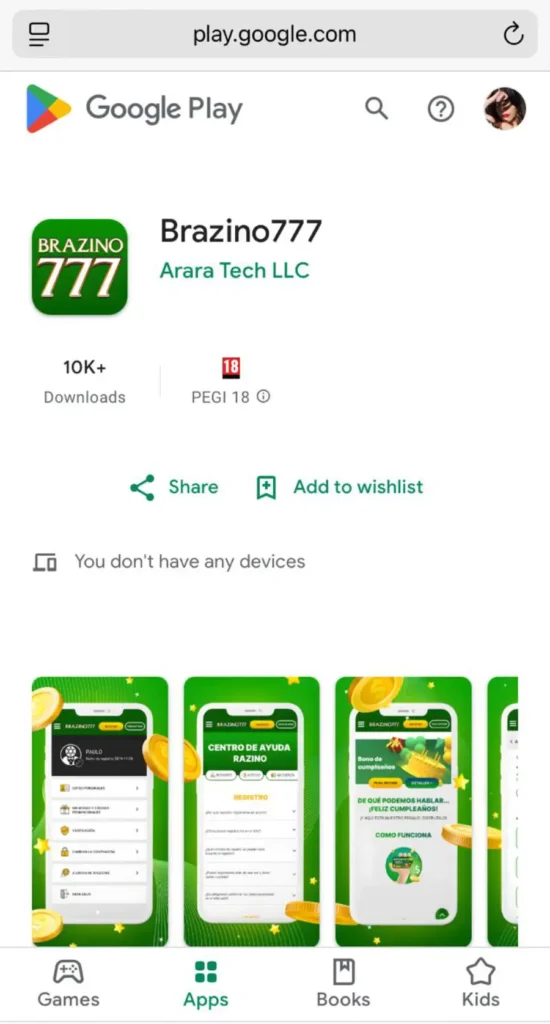Brazino777 tiene una aplicación nativa disponible en la tienda oficial de Google. 