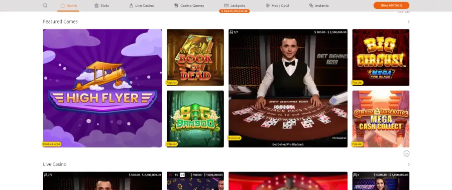 La interfaz de BacanaPlay Casino es un tanto sencilla, poco digna para un sitio de apuestas moderno.