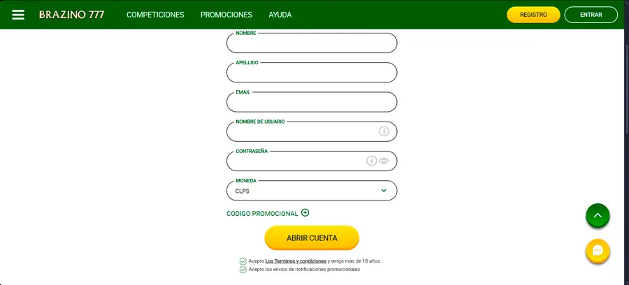 El proceso de registro en Brazino777 es uno de los más simples de completar