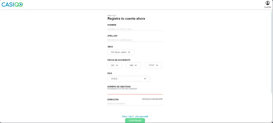 El proceso de registro en CasiGo Casino es rápido y sencillo