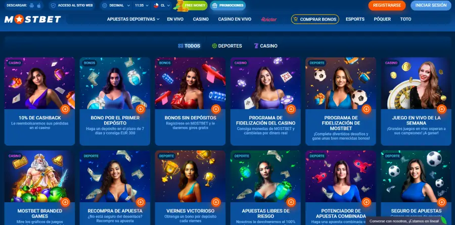 Es posible obtener bonos de Mostbet para todas las secciones del casino.