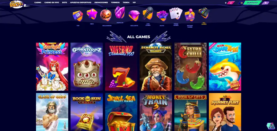 Mr. Pacho Casino ofrece una galería de juegos que contiene más de 11,000 títulos. En esta imagen, puedes ver algunos de los más populares.